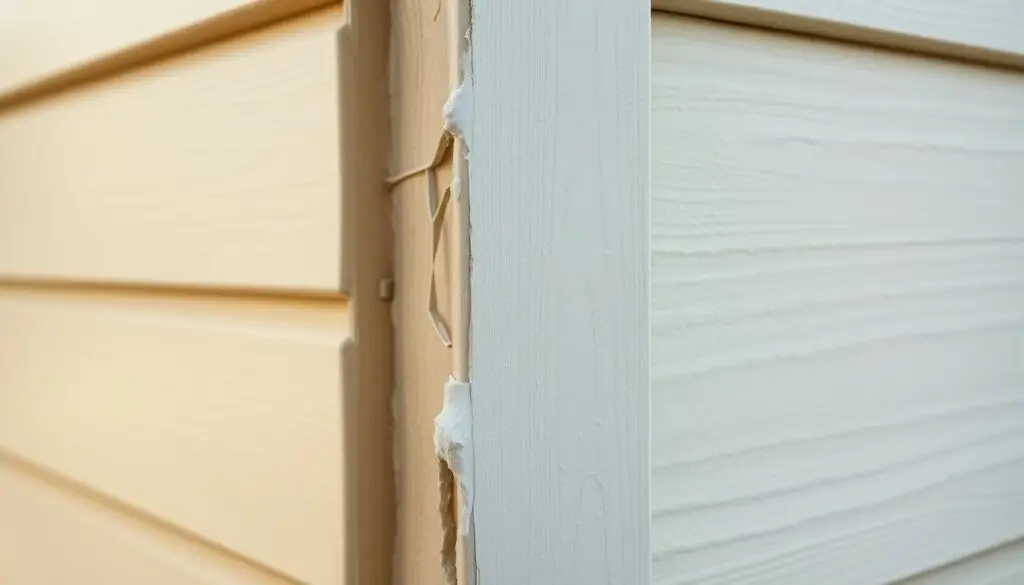 A close-up view of a freshly painted exterior wall, capturing the adhesion and bonding properties of the paint. The surface texture is smooth and even, showcasing the uniform application of the primer coat. Subtle variations in the sheen and reflectivity suggest the paint's ability to cling tightly to the underlying surface, creating a durable and weather-resistant barrier. The lighting is soft and diffused, highlighting the depth and richness of the paint color, which appears to be a neutral, earthy tone that complements the surrounding architectural elements. The overall composition conveys a sense of quality, attention to detail, and the importance of proper surface preparation for achieving optimal paint adhesion and longevity on an insulated exterior wall.