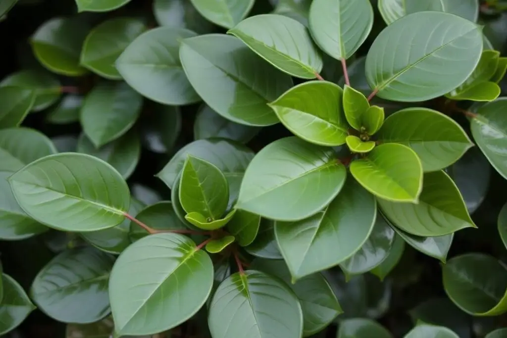 Laurowiśnia 'Rotundifolia' z charakterystycznymi okrągłymi liśćmi