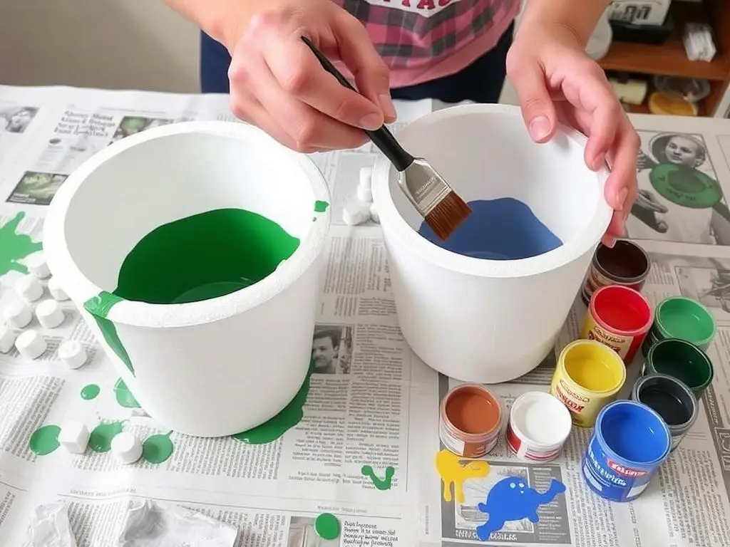 Malowanie i dekorowanie donicy ze styropianu