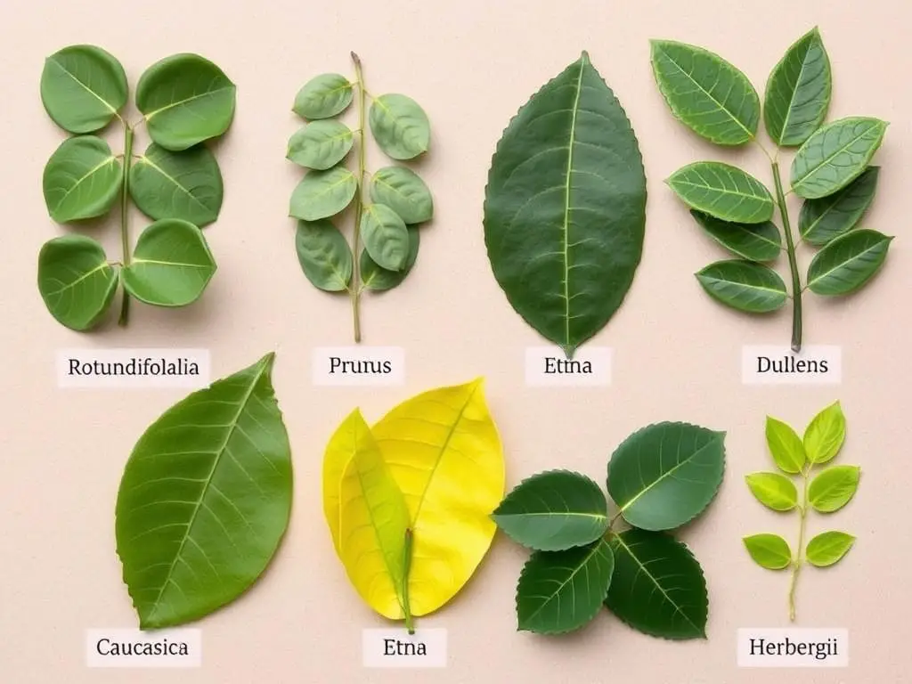 Porównanie różnych odmian laurowiśni pod względem liści i pokroju