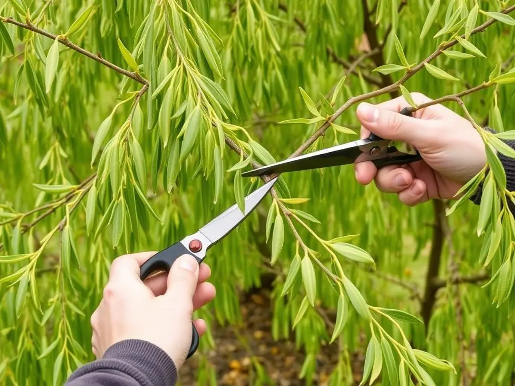 Przycinanie wierzby hakuro wczesną wiosną