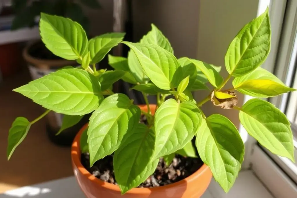 Sundaville w okresie zimowym z częściowo opadniętymi liśćmi