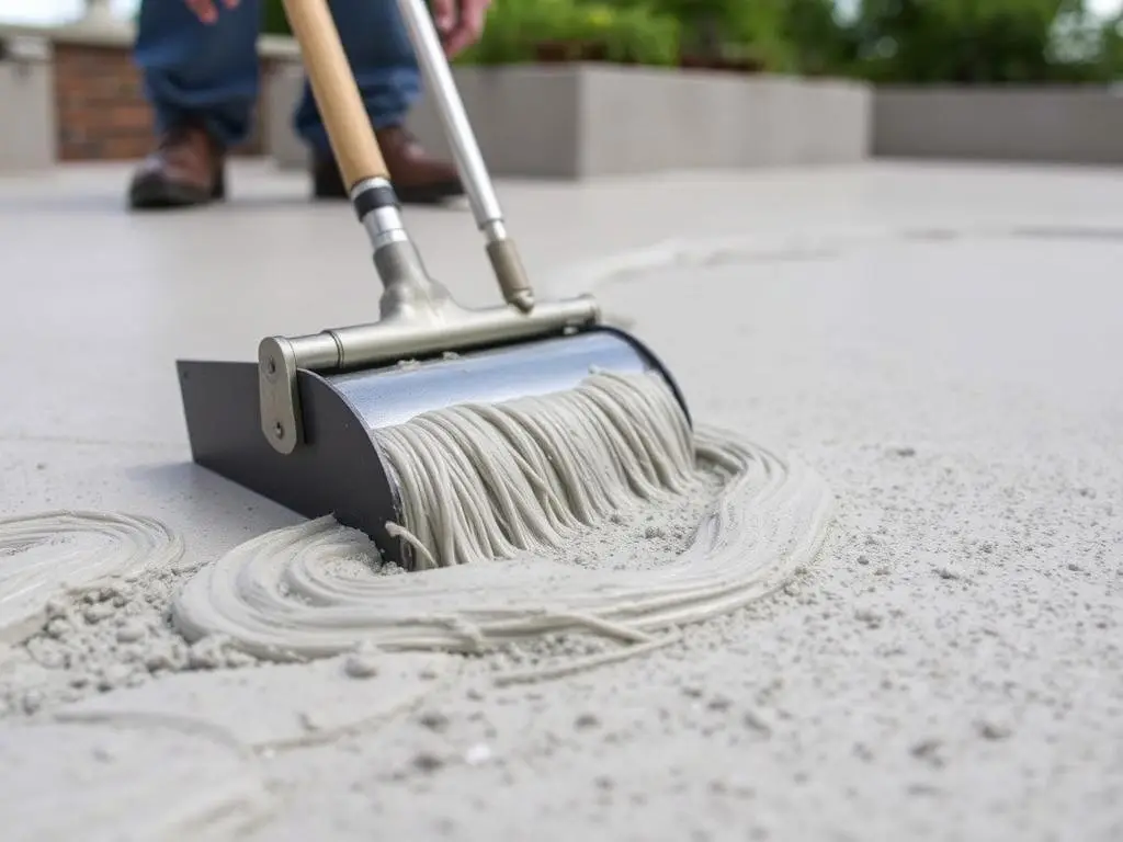 Aplikacja wylewki polimerowo-cementowej na tarasie