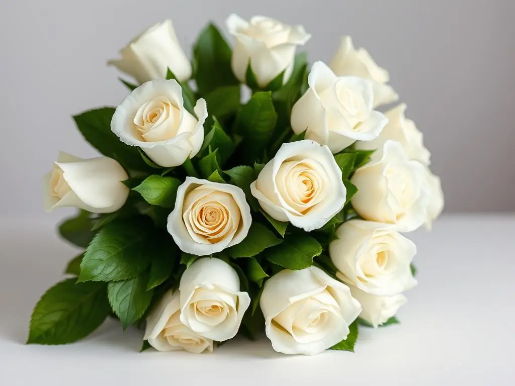 Bukiet białych róż symbolizujących czystość i niewinność