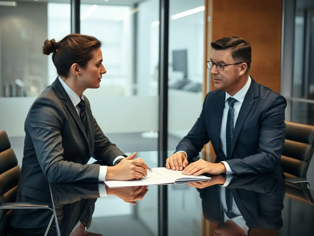 Kierownik omawiający rezygnację z przełożonym