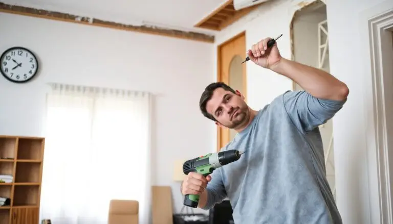 Mężczyzna wykonujący głośne prace remontowe w mieszkaniu w sobotę