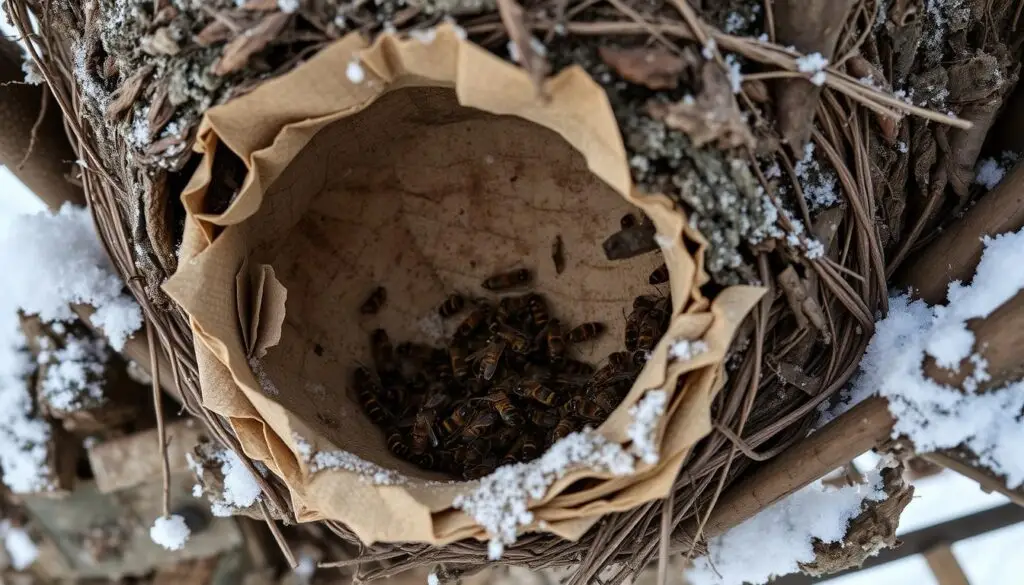 Opuszczone gniazdo szerszeni zimą