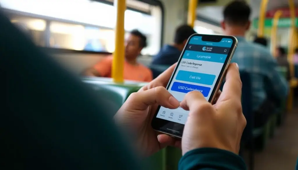 Osoba sprawdzająca stan konta Lycamobile na smartfonie