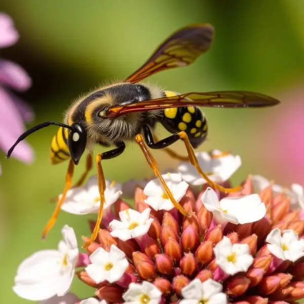 Szerszeń europejski aktywny w okresie letnim na kwiatach