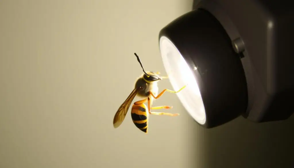 Szerszeń przyciągnięty do światła w nocy